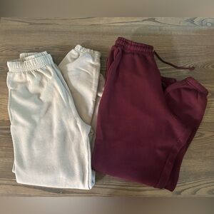 Missguided Women's Sweatpants Set - Cream and Burgundy